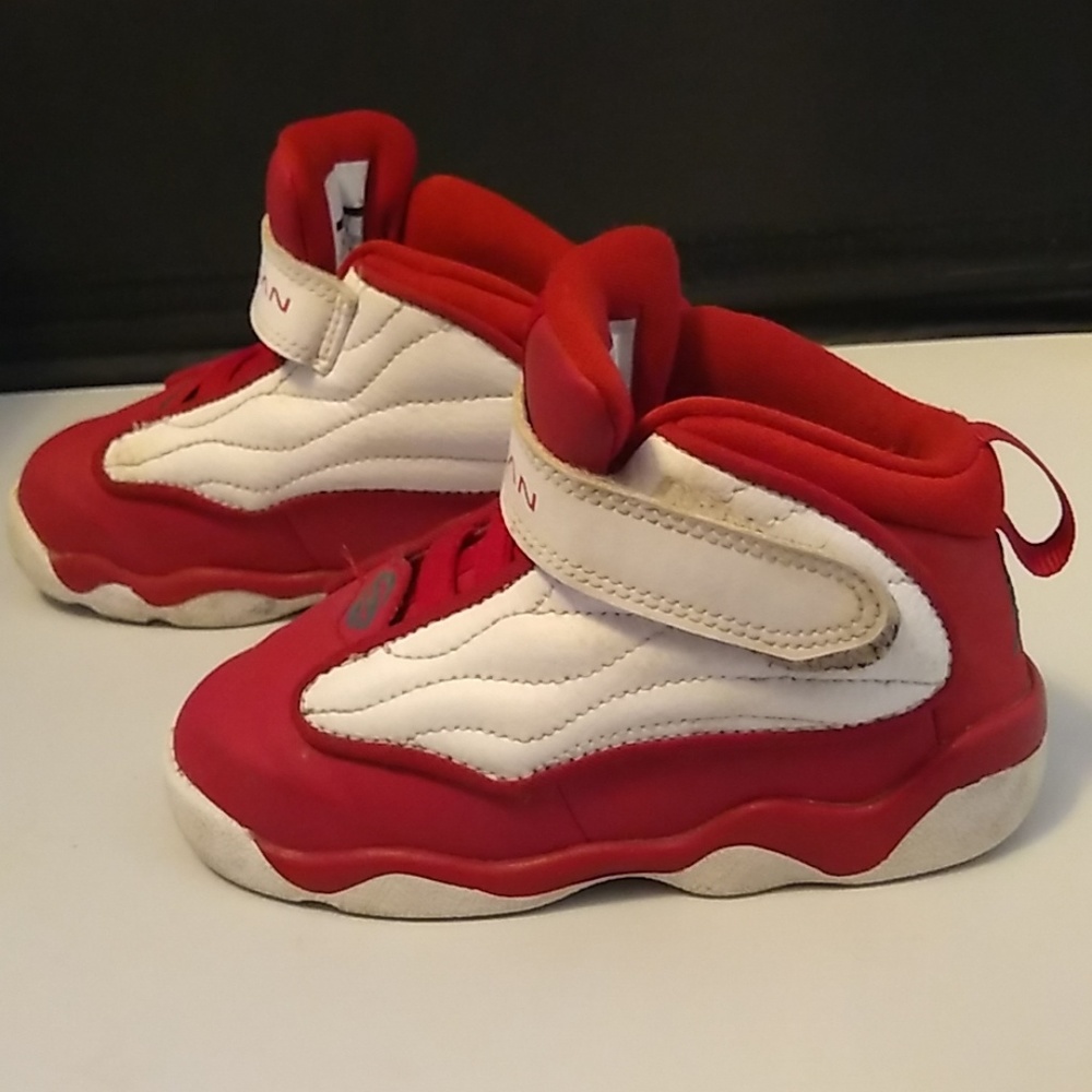 Nike Air Jordans Pro Strong Red White Sneakers 407486-604 Toddler Size 8c - Picture 2 of 8